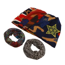 Унисекс шапка с принтом шапка s шарф Женская Мужская зимняя шапка с принтом звезды шапка Хемо воротник тюрбан, повязка на голову шапка с хвостом осень