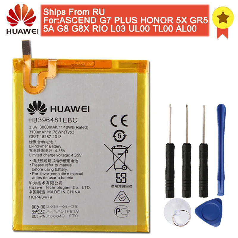 Original HB396481EBC Phone Battery for Huawei ASCEND G7 PLUS HONOR 5X 5A G8 G8X 5C 7C 7A 8 9 10 Lite Pour Smart 2019 Y5 C8816 Original HB396481EBC Phone Battery for Huawei ASCEND G7 PLUS HONOR 5X 5A G8 G8X 5C 7C 7A 8 9 10 Lite Pour Smart 2019 Y5 C8816