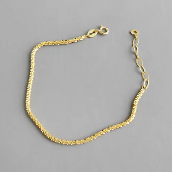 

1pc 2.2MM Authentic pure silver925 White/Golds Starry Sky Chian Bracelet fine jewelry 15.5cm+3cm TLS200