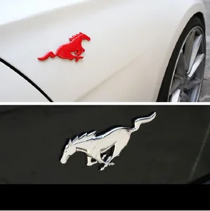 Image 2 - 3D Metal Mustang Running Horse Front Hood Grille Side Door Wing Fender Emblem Sticker For Ford Shelby GT Car Styling Accessories