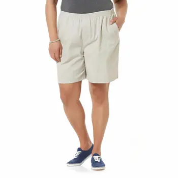 

Womens Elastic Comfort Stretch Waist Shorts / Khaki Tan 2 Pocket Pull-On