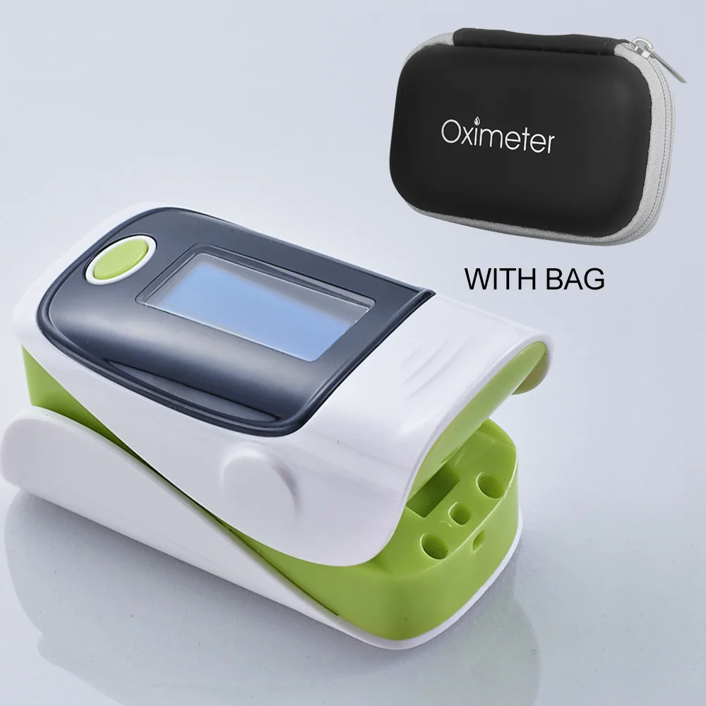 with bag Пульсоксиметр Пальчиковое портативное медицинское оборудование OLED насыщенность кислородом крови Saturometro Пульсоксиметр домашний монитор сердечного ритма - Цвет: with bag
