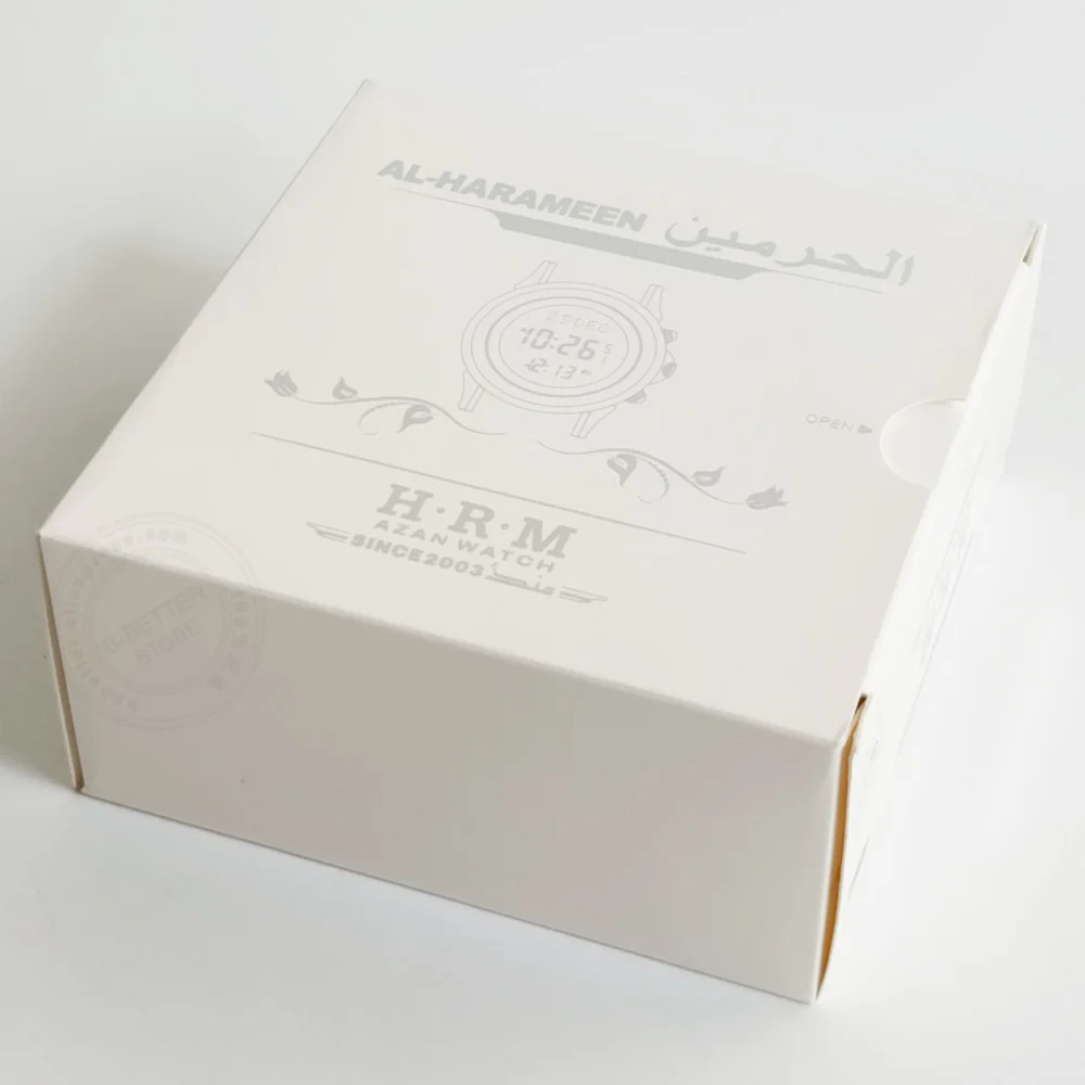 Мусульманские наручные часы для леди с будильником Azan Time и авто Qibla из натуральной кожи из нержавеющей стали - Цвет: paper box packing