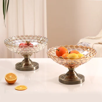 

Creative glass fruit plate European living room coffee table fruit pastry snack plate snack foods candy dish WJB32507