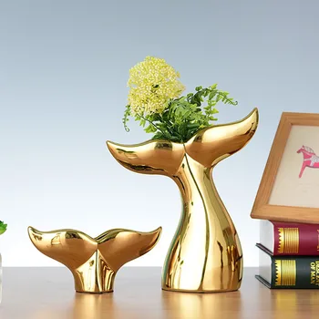 

Nordic Gold Whale Tail Figurine Model Creative Resin Animal Crafts Desk Ornament Office Table Decor Home Decoration Accessories
