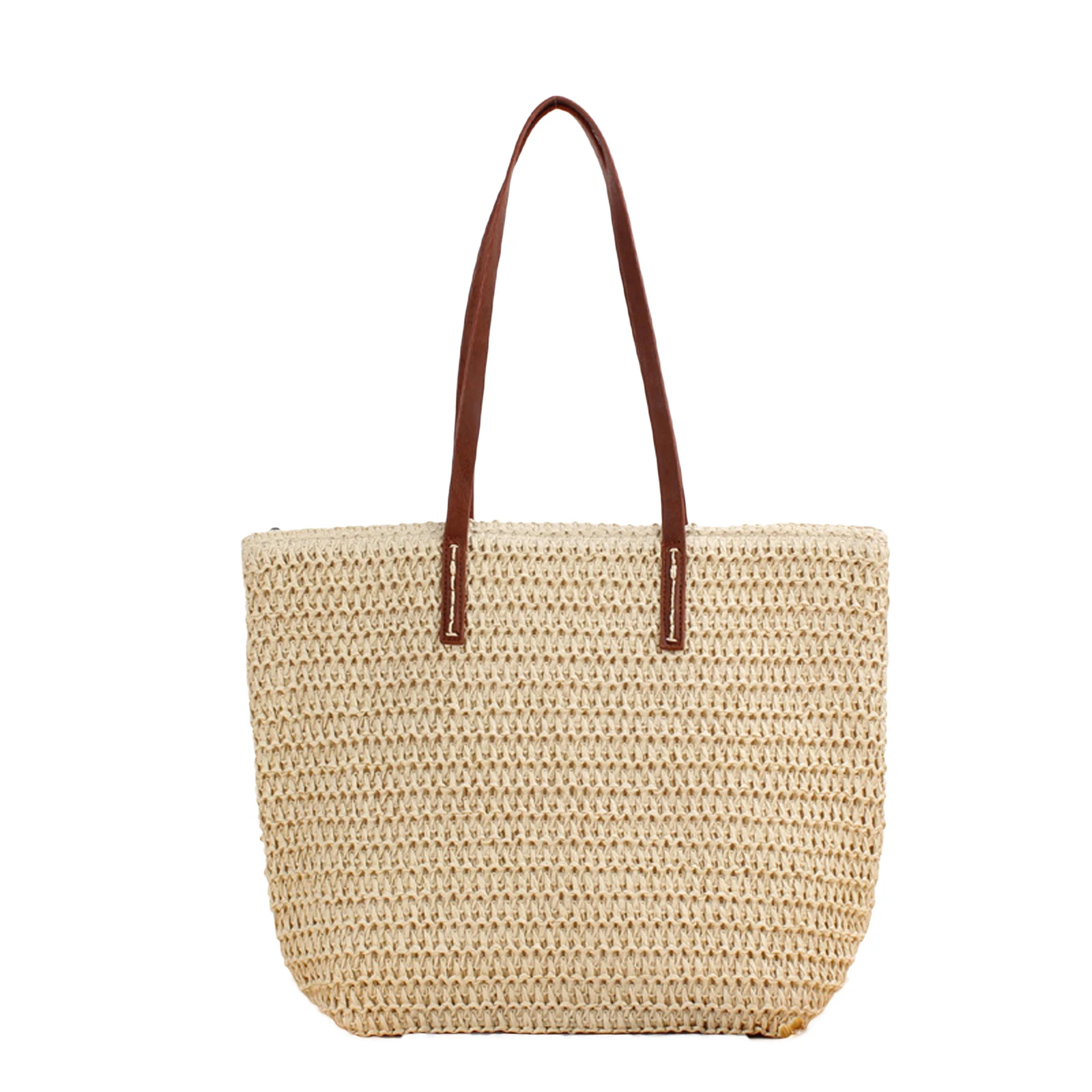 2021 New Fashion Women High Capacity Straw Tote Purse Lightweight Woven Travel Shoulder Bag with Long Handle Beach |