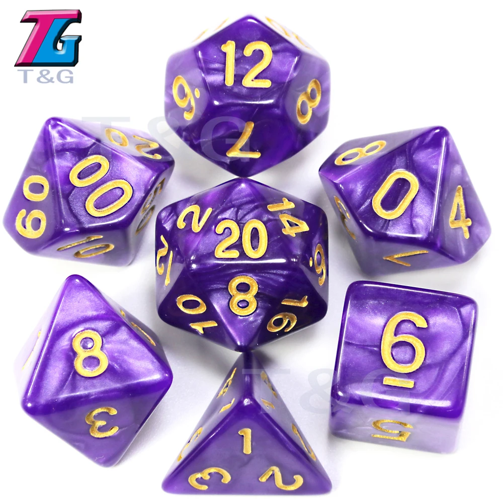 Золото чернил игральные кости DnD эффект мраморной поверхности D4 D6 D8 D10 % D12 D20 7