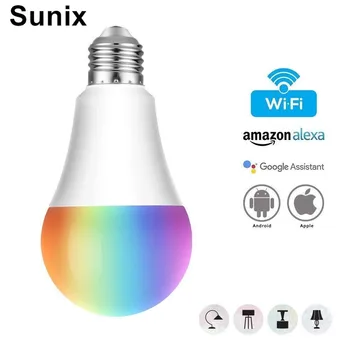 

WiFi Smart Light Bulb E27 LED RGB Lamp Work with Alexa/Google Home 85-265V Dimmable Timer Function Magic Bulb Neon Changing