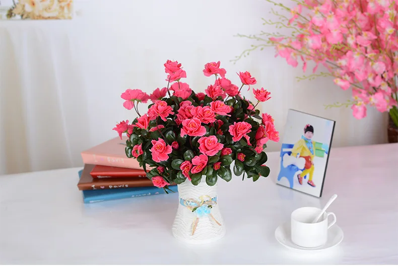 Azalea искусственная Цветочная подделка цветок ручной Свадебное Оформление букета цветок для дома гостиной цветочный Рождественский Декор