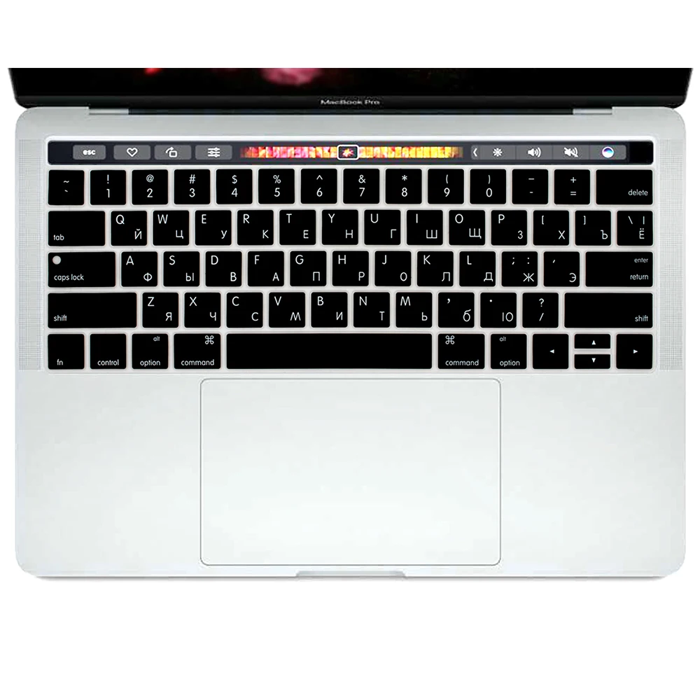 Русский для Apple MacBook Pro с сенсорной панелью 1" 15" A1706 A1707 A1989 A1990 A2159 силиконовый чехол для клавиатуры