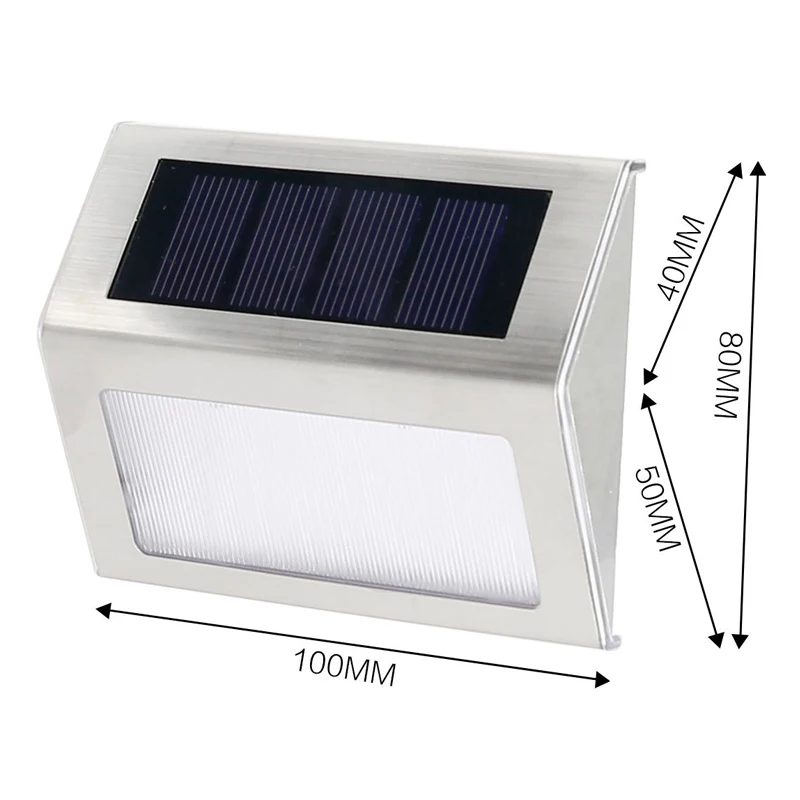 Светодиодный светильник на солнечной батарее IP44, водонепроницаемая лампа для лестницы из нержавеющей стали, наружная настенная лампа, лампа для сада и сада