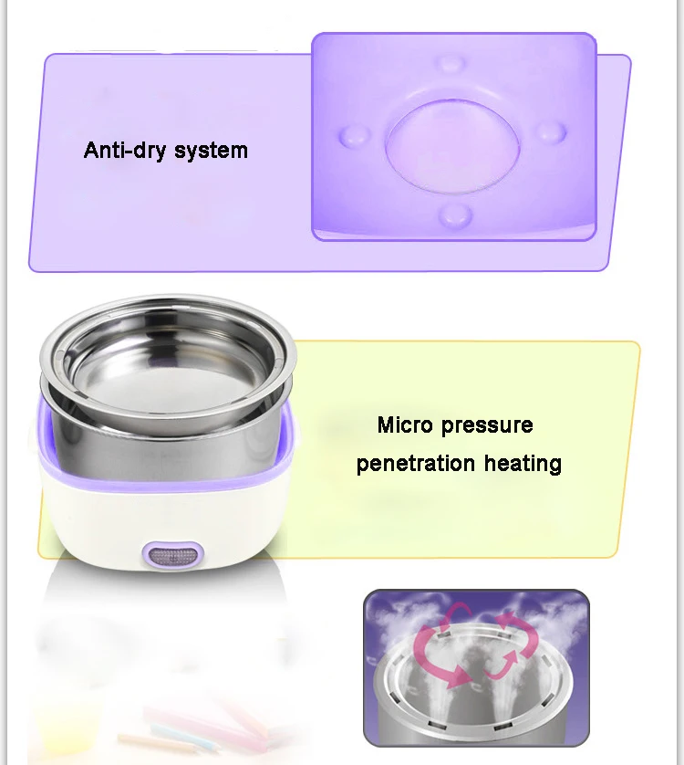 Многофункциональный Электрический Ланч-бокс, Мини рисоварка, портативный Пароварка для подогрева пищи, термостат для сохранения тепла, Ланч-бокс