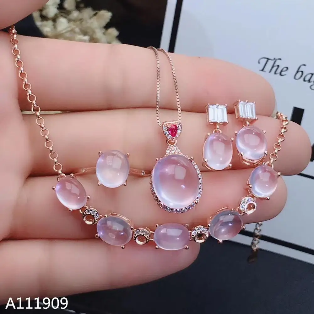 Muslimboutique Jewelry 925 Sterling Silver Intarsiato Natural Ross Quartz Bracciale Suit Support Detection