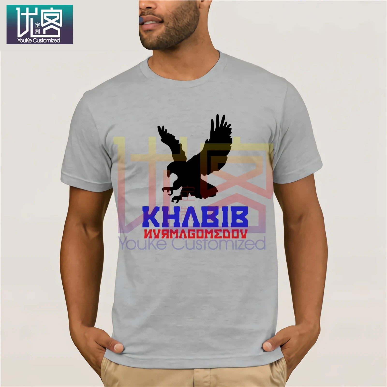 

New Khabib Nurmagomedov The Eagle Tshirt Print Logo Black Gildan t shirt in men's t-shirts Casual Short Sleeve Top