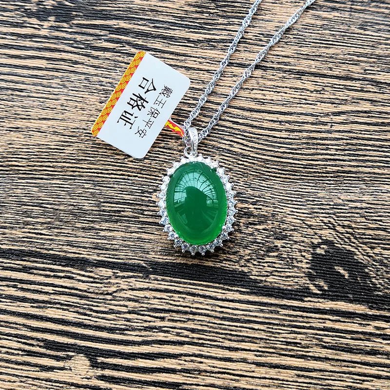 Natural drop green jade pendant with 925 sterling silver pendants necklaces add chain jade jewelry 5