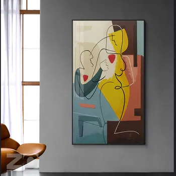 

Abstract Canvas Painting Retro Classic Wall Art Canvas Black Lines Wall Pictures for Living Room Bedroom Unique Poster Home Deco