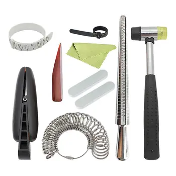 

1 Set of 10Pcs Ring Sizer Gauge Set Ring Rod Ring Measuring Tool Kit Special Ring Mandrel Sizer Tool Finger Sizing Measuring