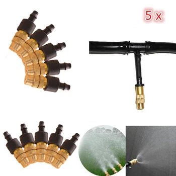 

Fitting Misting Spray Connector Brass 5pcs Hose Nozzle Garden Sprinkler