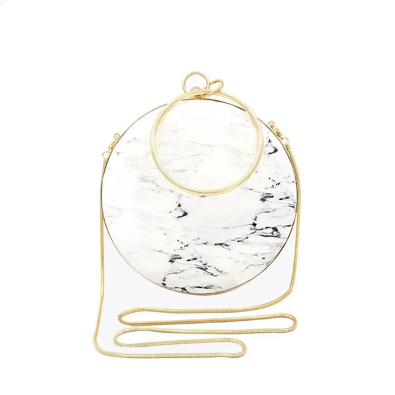 

2020 New Style Women's Fashion Handbag Debutante Dinner Ink Marbling Small round Bag