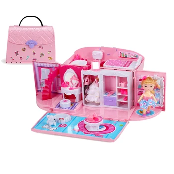 

52Pcs Children Mini Doll House Play Set Pretend Dress Up Toy Kit Toys For Girls