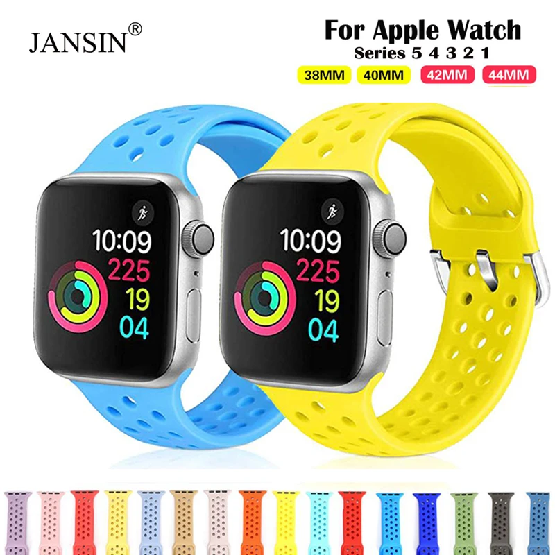 Спортивный ремешок для часов Apple Watch 38 мм 40 42 44 мягкий силиконовый сменный браслет