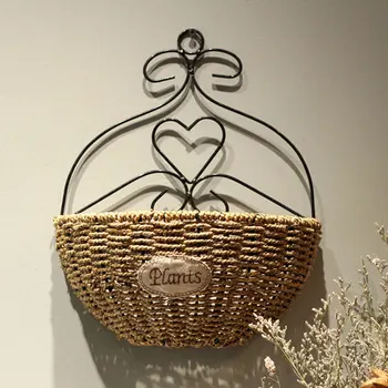 

Flower Basket Handmade Rustic Rattan Flower Basket Vase Natural Wicker Woven Wall Hanging Decoration Flower Pot