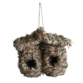 

Hand-Woven Grass Bird House Bird Nest Outdoor Hanging Birdhouse, Roosting Pocket Bird Hideaway Sparrow House