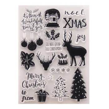 

2019 New Christmas Deer Elk Words Transparent Clear Silicone Stamp Seal DIY Scrapbooking Album Decorative Clear Stamp Sheets