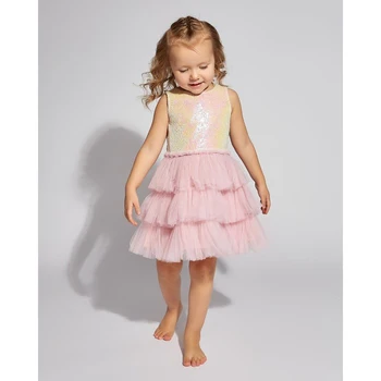 

Dress with sequins for girls MINAKU, height 128, pink 4565324