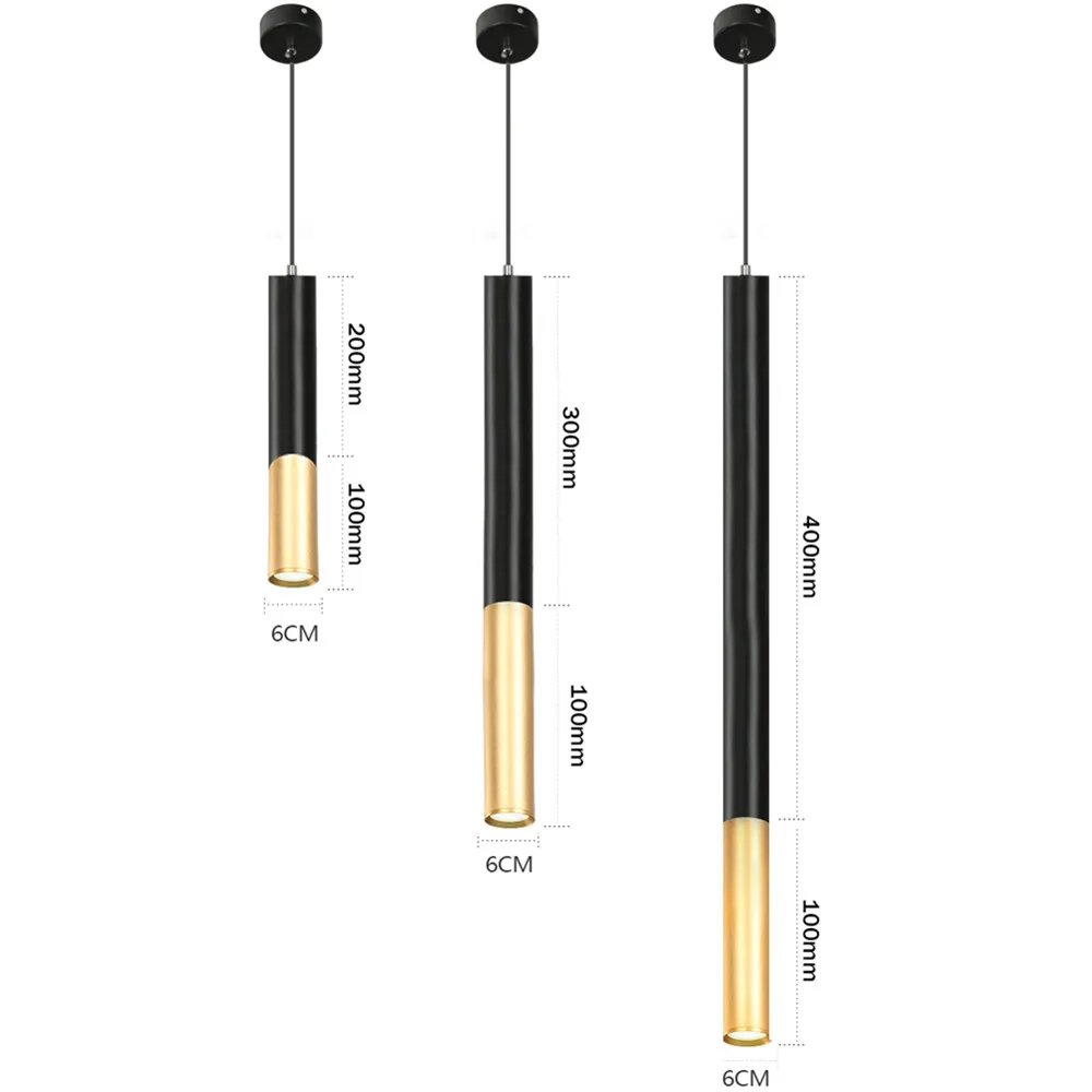 [DBF] длинная трубка светодиодный подвесной светильник черный+ золотой 1 м провод подвесной длинный трубчатый Точечный светильник Кухня Столовая бар магазин счетчиков точечный светильник