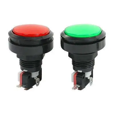 

Panel Mount Red Green Round Head SPST 4P Momentary Game Push Button Switch 2 Pcs