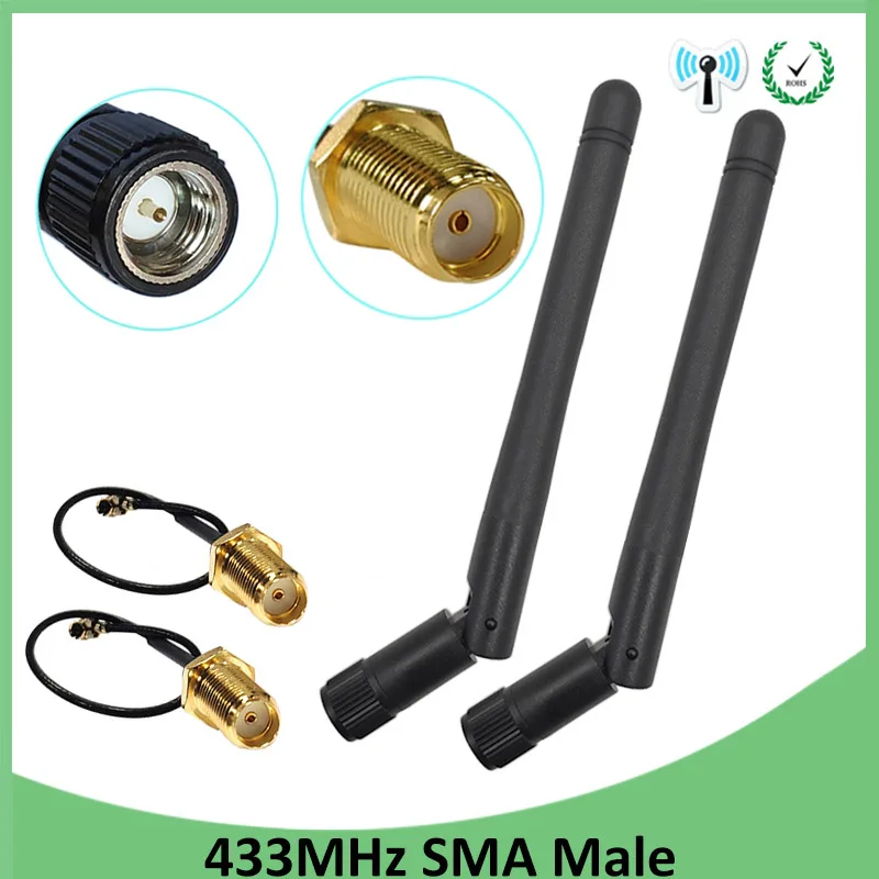 20pcs 433Mhz Антенна 3dbi GSM 433 mhz SMA разъем антенна antena 433 m+ RP-SMA мама к Ufl./IPX отрезок провода расширения кабель