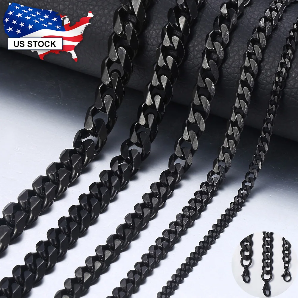 Thickness 3mm/4.5mm/6mm Black Color Figaro Chain Stainless Steel Link  Classic Necklace for Men Women Jewelry 16 to 40 Inches - AliExpress