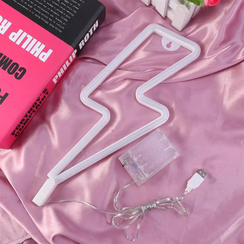 LED Neon Sign Lightning Shaped USB Battery Operated Night Light And Decorative Table Lamp For Home Party Living Room decoration