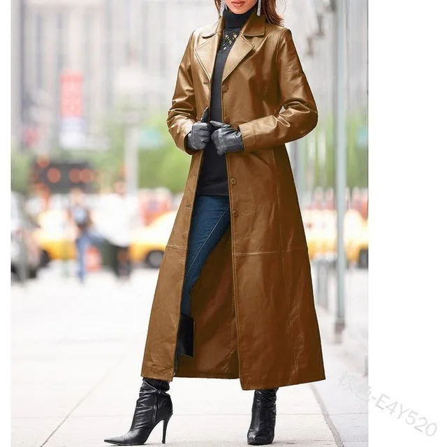 2021 Женское пальто из искусственной кожи с воротником стойкой