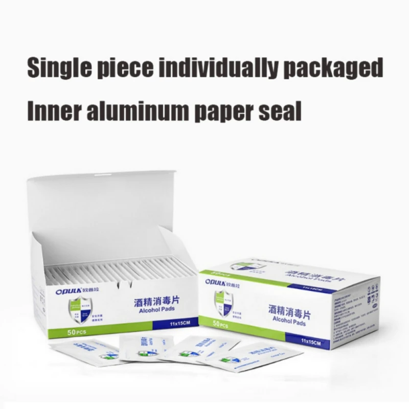

50pcs/lot Alcohol Prep Swap Pad Wet Wipe For Antiseptic Skin Cleaning Care Jewelry Mobile Phone Glasses Clean Tool Alcohol Pads