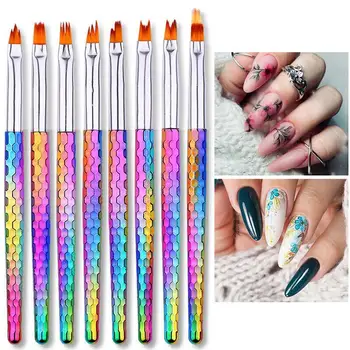 

8pcs/set Nail Art French Brushes DIY Petal Flower Gradient Mint Green Color Brushes Fade Drawing Painting Drawing Pen J1H4