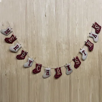 

Banners for Christmas decoration Christmas banner burlap sock shaped Christmas decorations Unique hand-sewn banner·