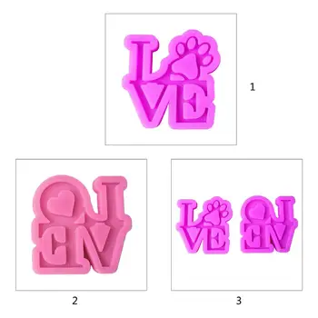 

Crystal Epoxy Resin Mold Shiny Heart with Bear Paw Shape Keychain Pendant Casting Silicone Mould DIY Crafts Jewelry Making Tools