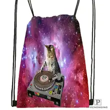 На заказ spacecat(36)@ 1 походная сумка на шнурке милый рюкзак для детей(черная спинка) 31x40 см#180612-03-Кот