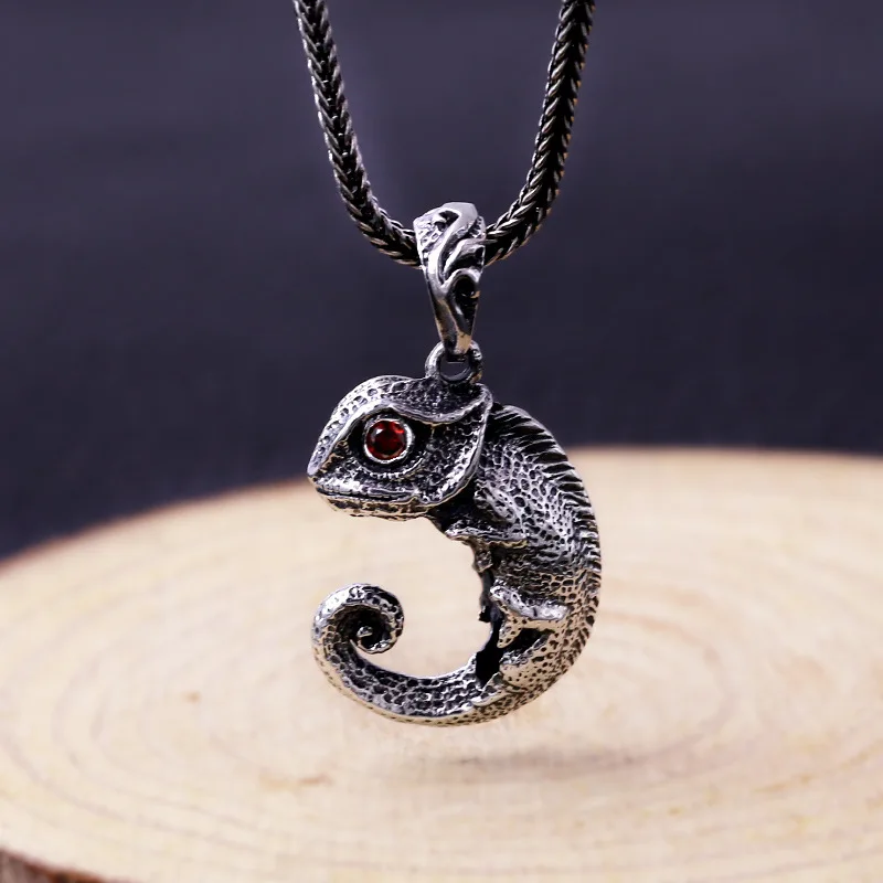 Wholesale 925 Sterling Silver Fashion Jewelry Small Cute Little Lizard Retro Thai Necklace Pendant Valentine's Day Girlfriend |