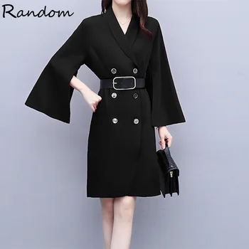 

Autumn Double breasted Shirt Office Dress Women 2020 Smart Plus Size Long Sleeve Prom Party Bodycon Dresses Red Black Cloth