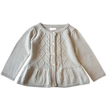 

Chic Knitting Cardigan Gray Softness Baby Spring Autumn Outfit Long-sleeved Sweater Coat Newborn Girls Dress Clothes Baby Girl