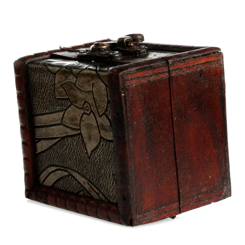 Винтажный маленький деревянный замок держатель для хранения ювелирных изделий ожерелье браслет Подарочная коробка чехол