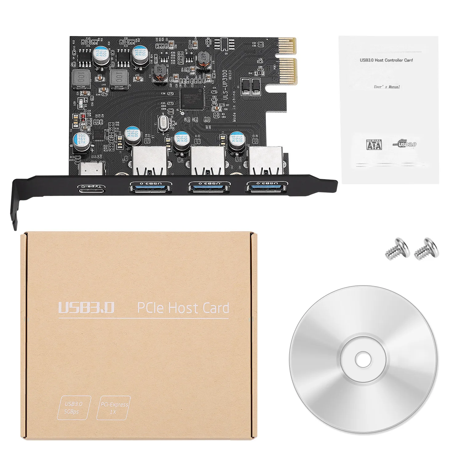 ULS PCIE USB 3.0 Card Type C(1) Type A(3 ) without Additional power supply PCI Express Expansion Card for Windows Mac Pro