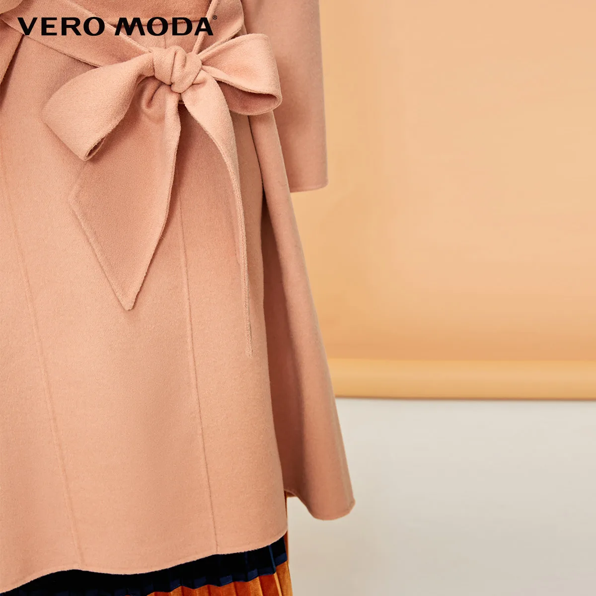 Vero Moda осень зима Drop-shoulder женщин поясом шерстяное пальто Верхняя одежда | 318327563