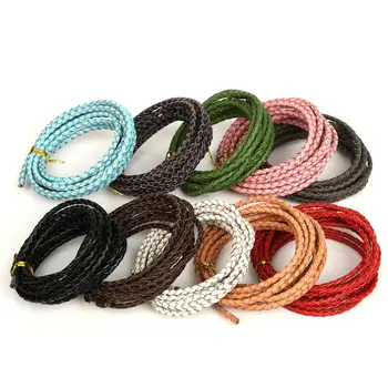 

1-2m/Wire Diameter 3/4/5mm Round Braided Genuine Lether Rope String Cord For Bracelet Necklace Jewelry Craft Make Wrapping Wire
