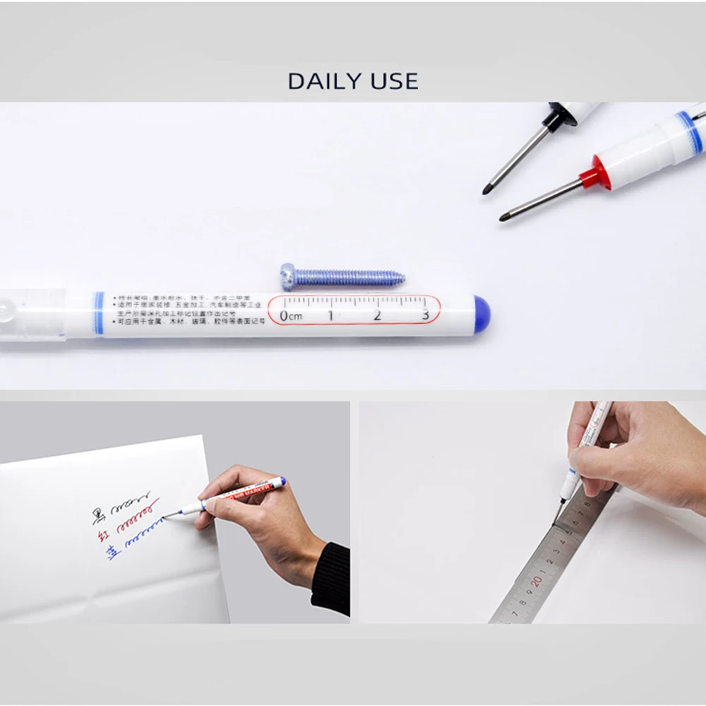1 Pcs Long Heading Markers Bathroom Woodworking Decoration Multi-purpose Deep Hole Marker Pens Black Mark Deep Hole Mark