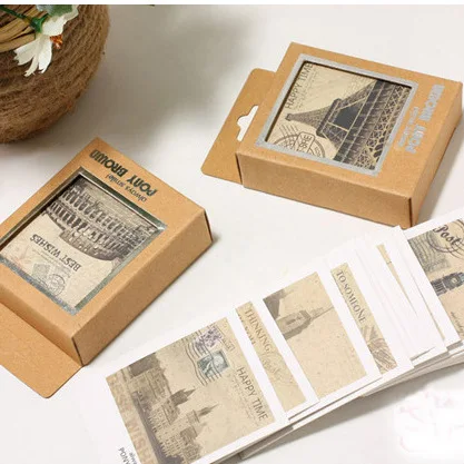 Mini Torre Retro Para mensajes, tarjeta de felicitación con vista del mundo, tarjeta de regalo de cumpleaños, Sobre Carta