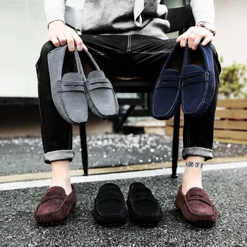 

Cajacky Men Loafers With Long Fur Men Shoes Big Size Men Moccasin Shoes Winter Warm Plush Mocasines Hombre Slip On Penny Loafers